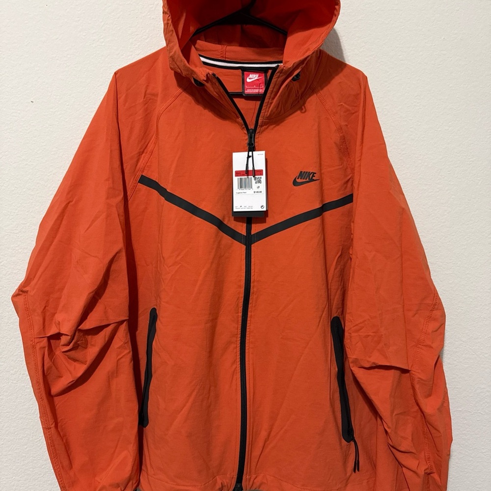 Nike Tech Woven Full Zip Orange Windbreaker Jacket Men’s Size Large